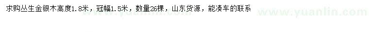 求購(gòu)冠幅1.5米叢生金銀木