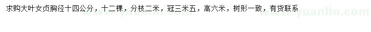 求購(gòu)胸徑14公分大葉女貞