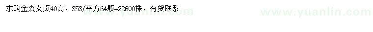 求購高40公分金森女貞