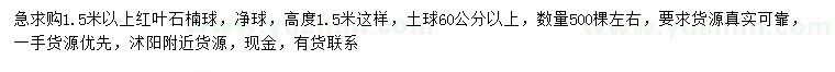 求購(gòu)1.5米以上紅葉石楠球