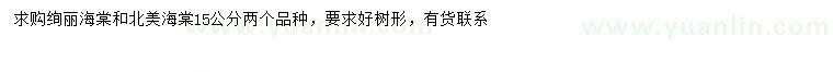 求購15公分絢麗海棠、北美海棠