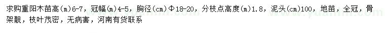 求購(gòu)胸徑18-20公分重陽(yáng)木