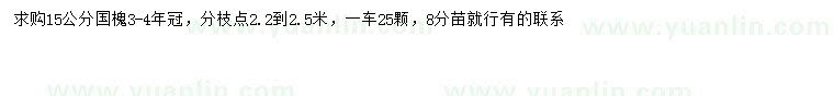 求購(gòu)15公分國(guó)槐