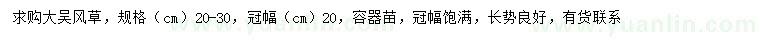 求購20-30公分大吳風(fēng)草