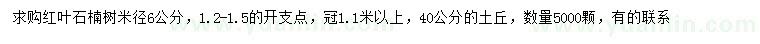 求購(gòu)米徑6公分紅葉石楠