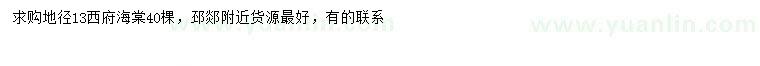 求購地徑13公分西府海棠