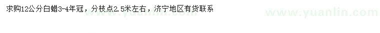求購12公分白蠟