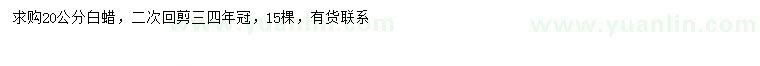 求購(gòu)20公分白蠟