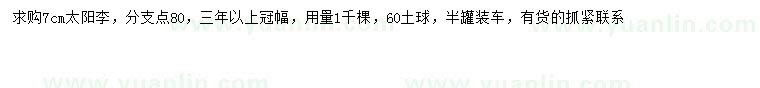 求購(gòu)7公分太陽李