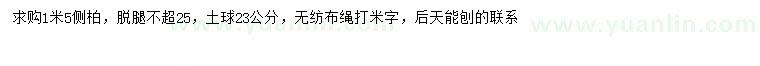 求購1.5米側(cè)柏
