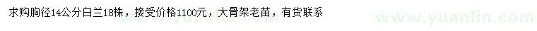 求購(gòu)胸徑14公分白蘭
