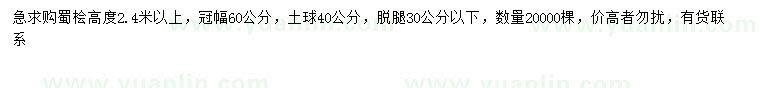 求購高2.4米以上蜀檜