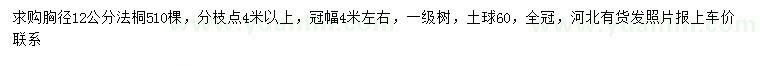 求購(gòu)胸徑12公分法桐
