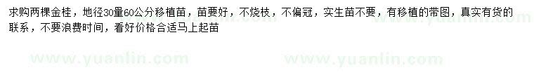 求購30量60公分金桂