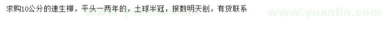 求購(gòu)10公分速生柳