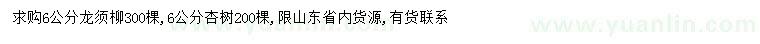求購(gòu)6公分龍須柳、杏樹(shù)