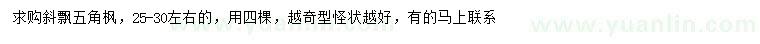 求購25-30公分五角楓