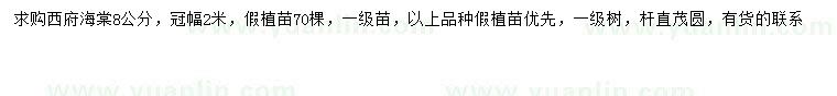 求購8公分西府海棠