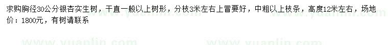 求購胸徑30公分實生銀杏
