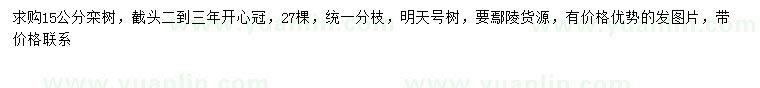 求購(gòu)15公分欒樹(shù)