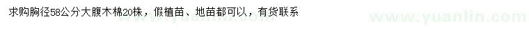求購胸徑58公分大腹木棉