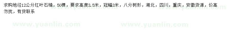 求購地徑12公分紅葉石楠