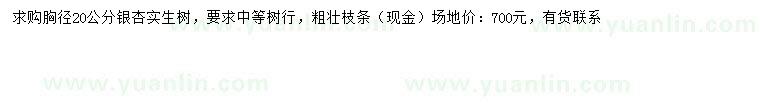 求購胸徑20公分銀杏實生樹