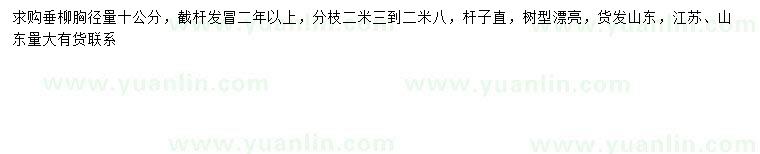求購胸徑10公分垂柳