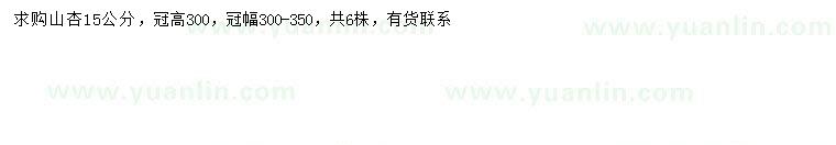 求購15公分山杏