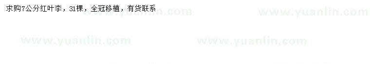 求購7公分紅葉李