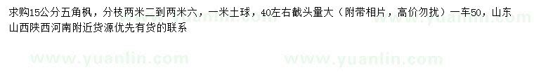 求購15公分五角楓