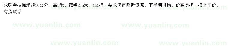 求購(gòu)米徑10公分金枝槐