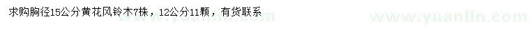 求購胸徑12、15公分黃花風(fēng)鈴木
