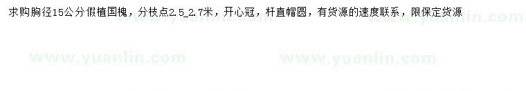 求購胸徑15公分國槐
