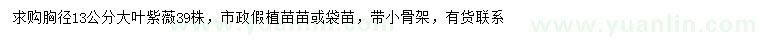 求購胸徑13公分大葉紫薇