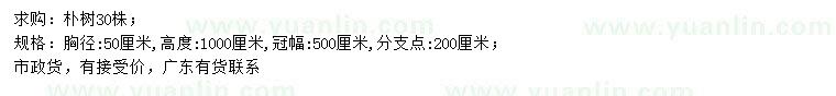 求購胸徑50公分樸樹(shù)