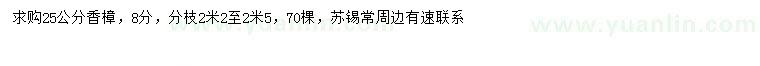 求購25公分香樟