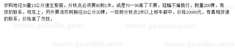 求購30量13公分速生紫薇、胸徑30公分流蘇