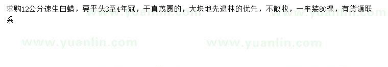 求購12公分速生白蠟