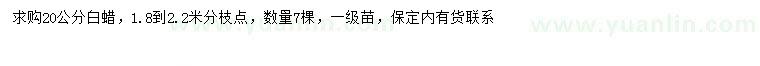 求購20公分白蠟