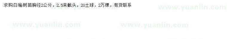 求購胸徑2公分白榆