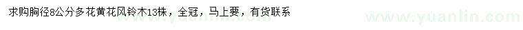 求購(gòu)胸徑8公分多花黃花風(fēng)鈴木