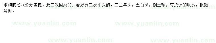 求購胸徑8公分國槐