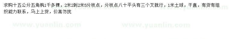 求購15公分五角楓