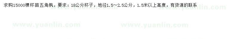 求購地徑1.5-2.5公分五角楓