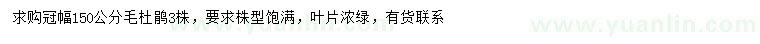 求購冠幅150公分毛杜鵑
