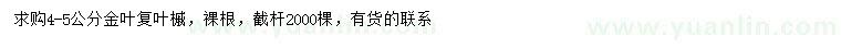 求購4-5公分金葉復(fù)葉槭