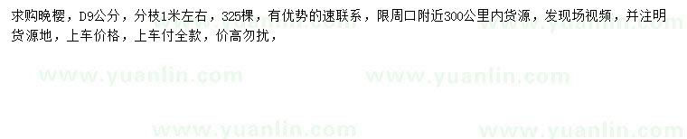 求購地徑9公分晚櫻
