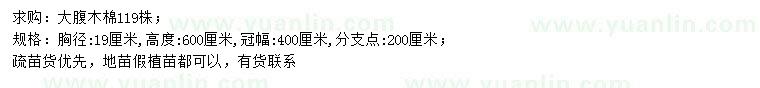 求購胸徑19公分大腹木棉