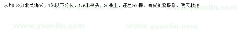 求購5公分北美海棠
